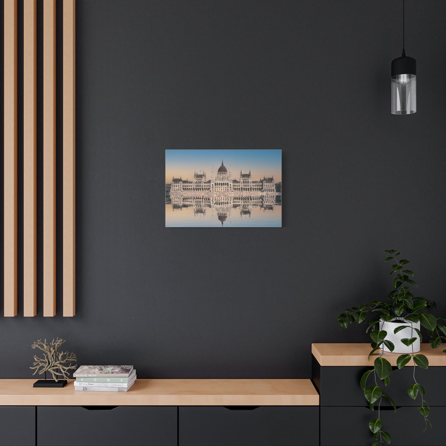 Budapest Parliament Water Reflection Matte Canvas, Stretched, 1.25"