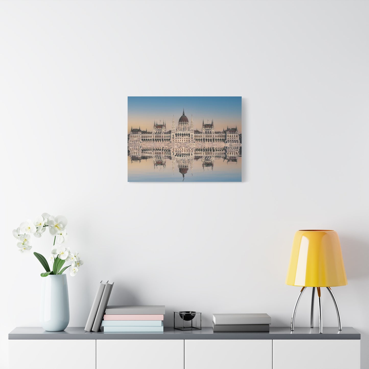 Budapest Parliament Water Reflection Matte Canvas, Stretched, 1.25"