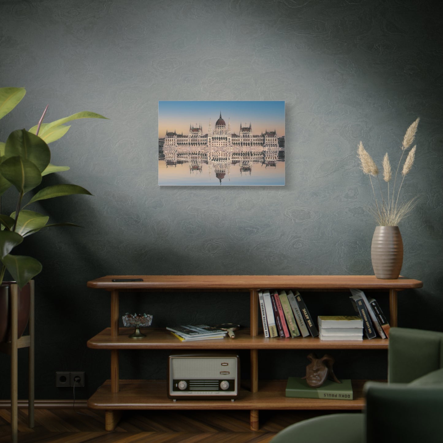 Budapest Parliament Water Reflection Matte Canvas, Stretched, 1.25"