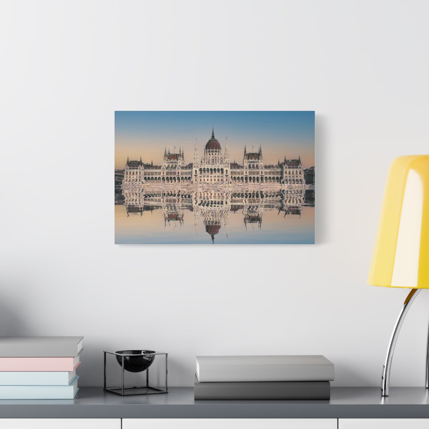 Budapest Parliament Water Reflection Matte Canvas, Stretched, 1.25"