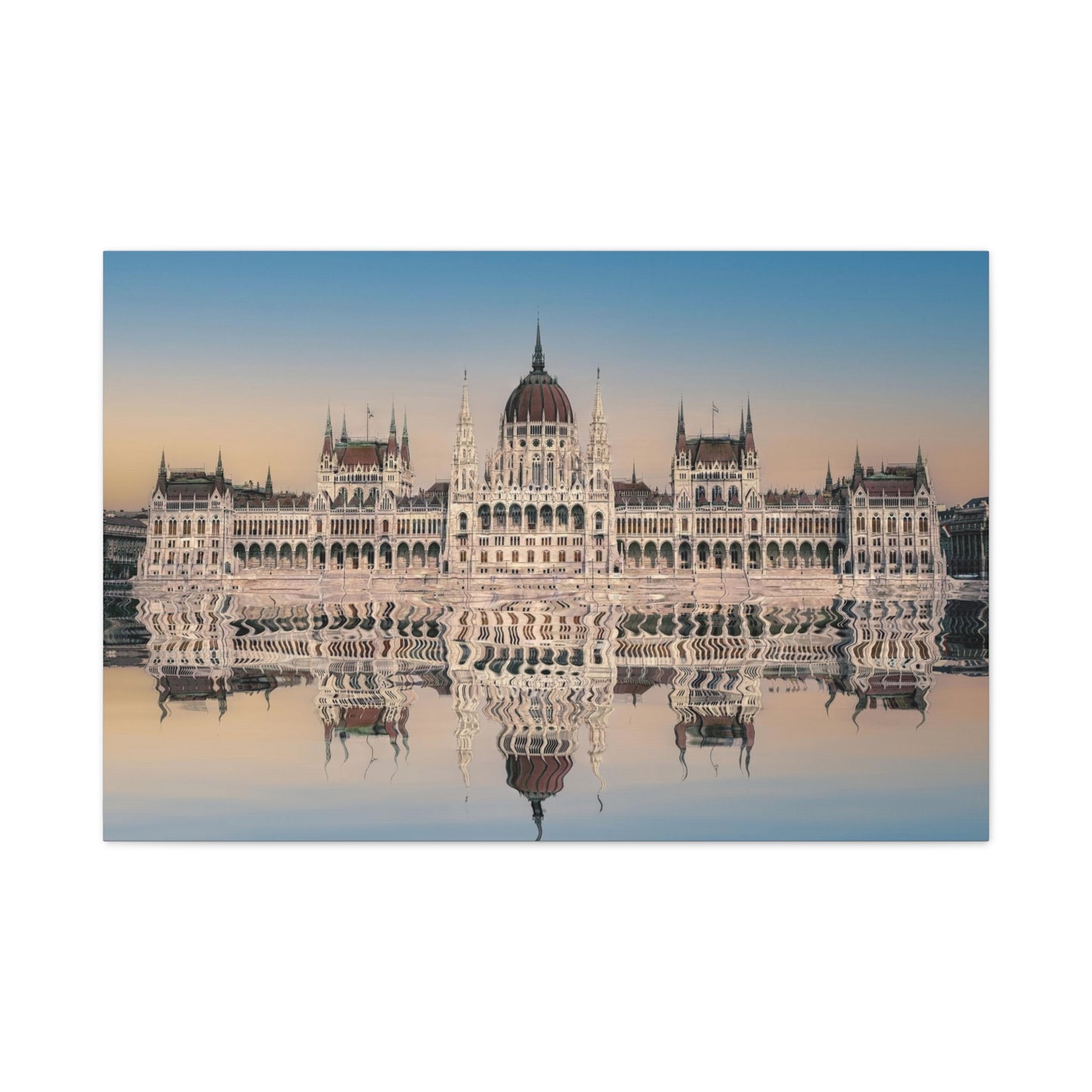 Budapest Parliament Water Reflection Matte Canvas, Stretched, 1.25"