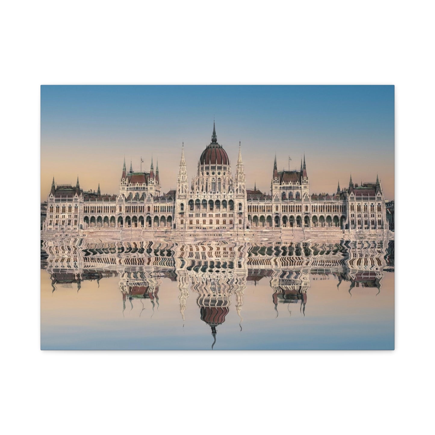 Budapest Parliament Water Reflection Matte Canvas, Stretched, 1.25"