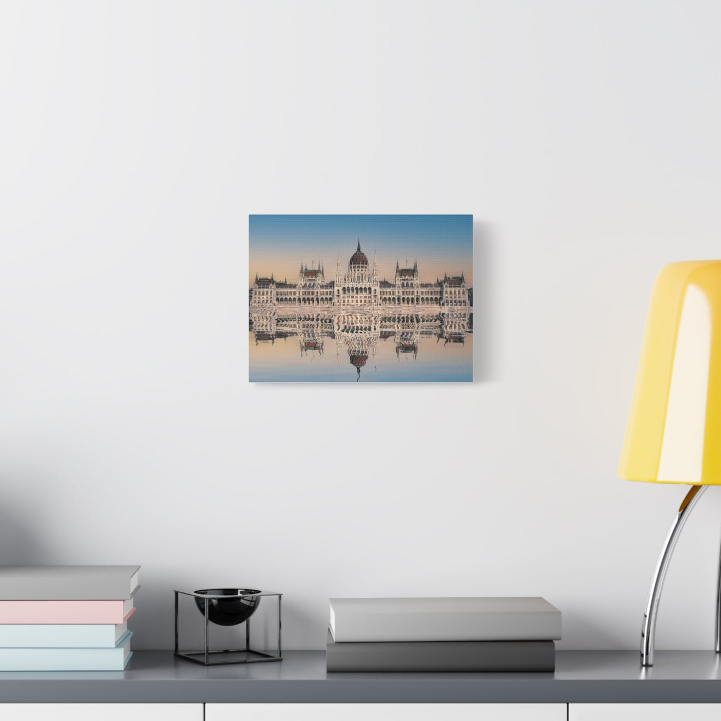 Budapest Parliament Water Reflection Matte Canvas, Stretched, 1.25"