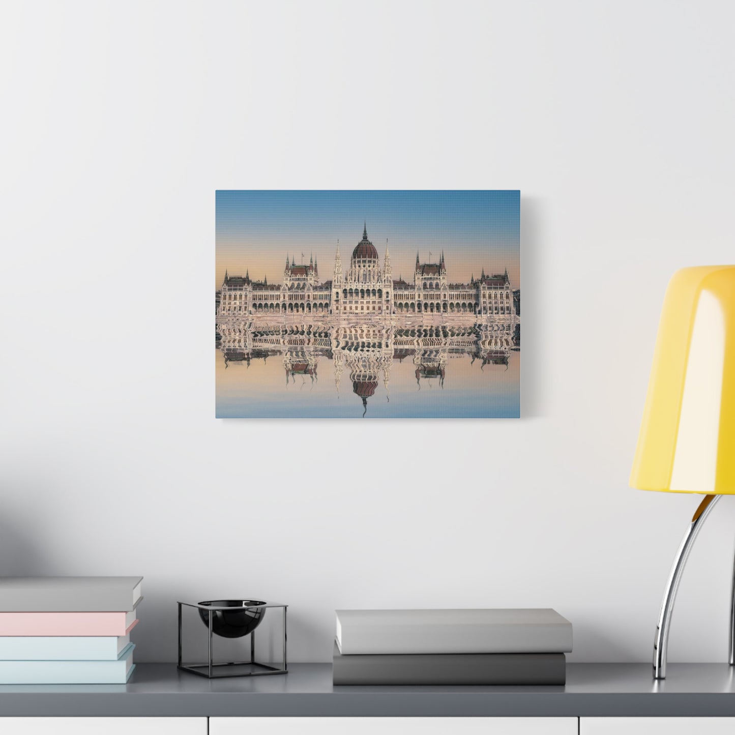 Budapest Parliament Water Reflection Matte Canvas, Stretched, 1.25"