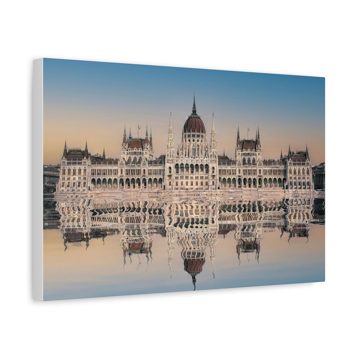 Budapest Parliament Water Reflection Matte Canvas, Stretched, 1.25"