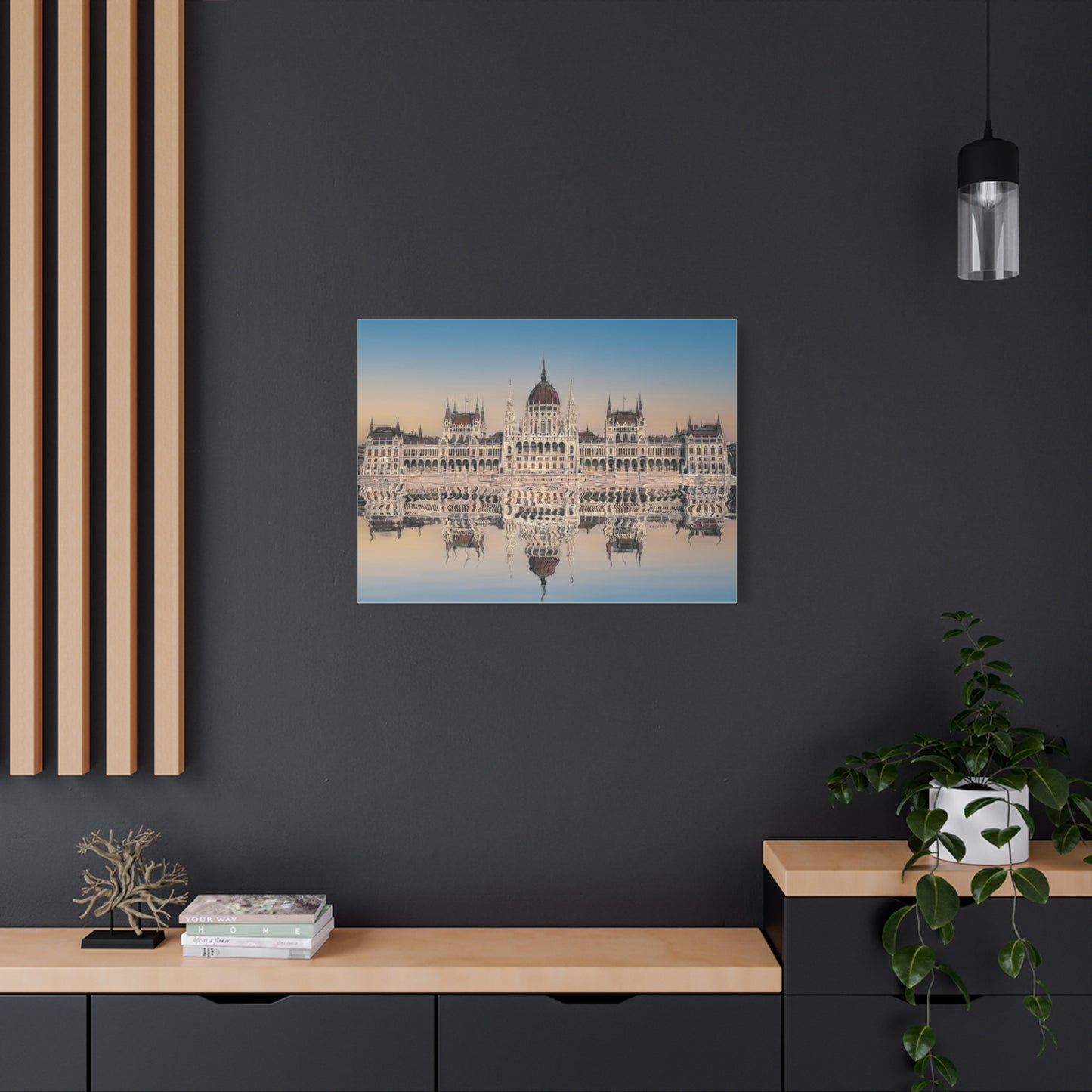 Budapest Parliament Water Reflection Matte Canvas, Stretched, 1.25"