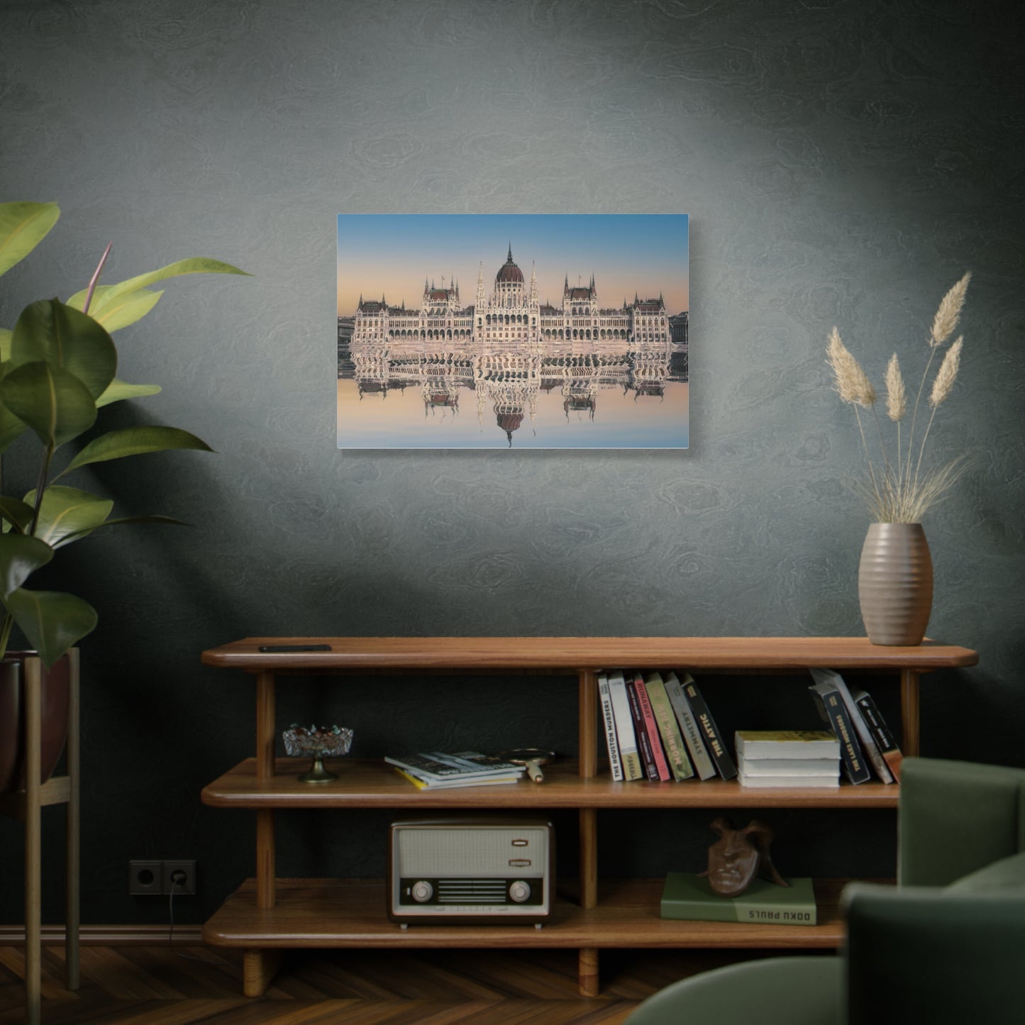 Budapest Parliament Water Reflection Matte Canvas, Stretched, 1.25"