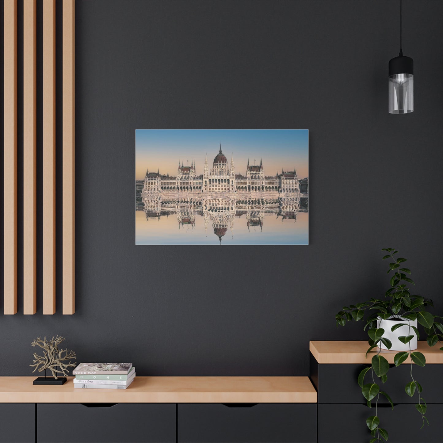 Budapest Parliament Water Reflection Matte Canvas, Stretched, 1.25"