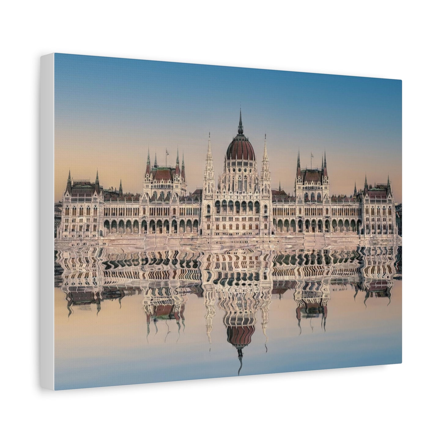 Budapest Parliament Water Reflection Matte Canvas, Stretched, 1.25"