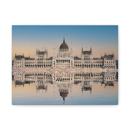 Budapest Parliament Water Reflection Matte Canvas, Stretched, 1.25"