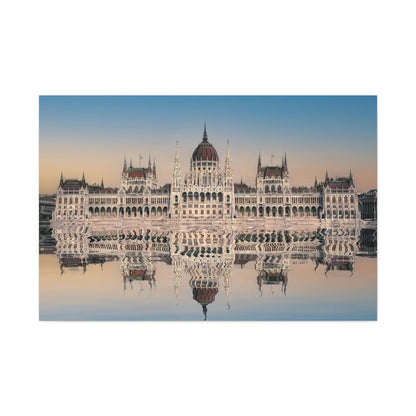 Budapest Parliament Water Reflection Matte Canvas, Stretched, 1.25"