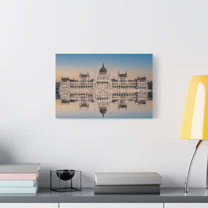 Budapest Parliament Water Reflection Matte Canvas, Stretched, 1.25"