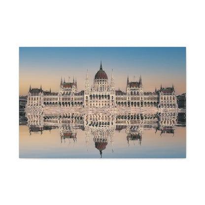 Budapest Parliament Water Reflection Matte Canvas, Stretched, 1.25"