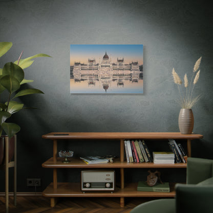 Budapest Parliament Water Reflection Matte Canvas, Stretched, 1.25"