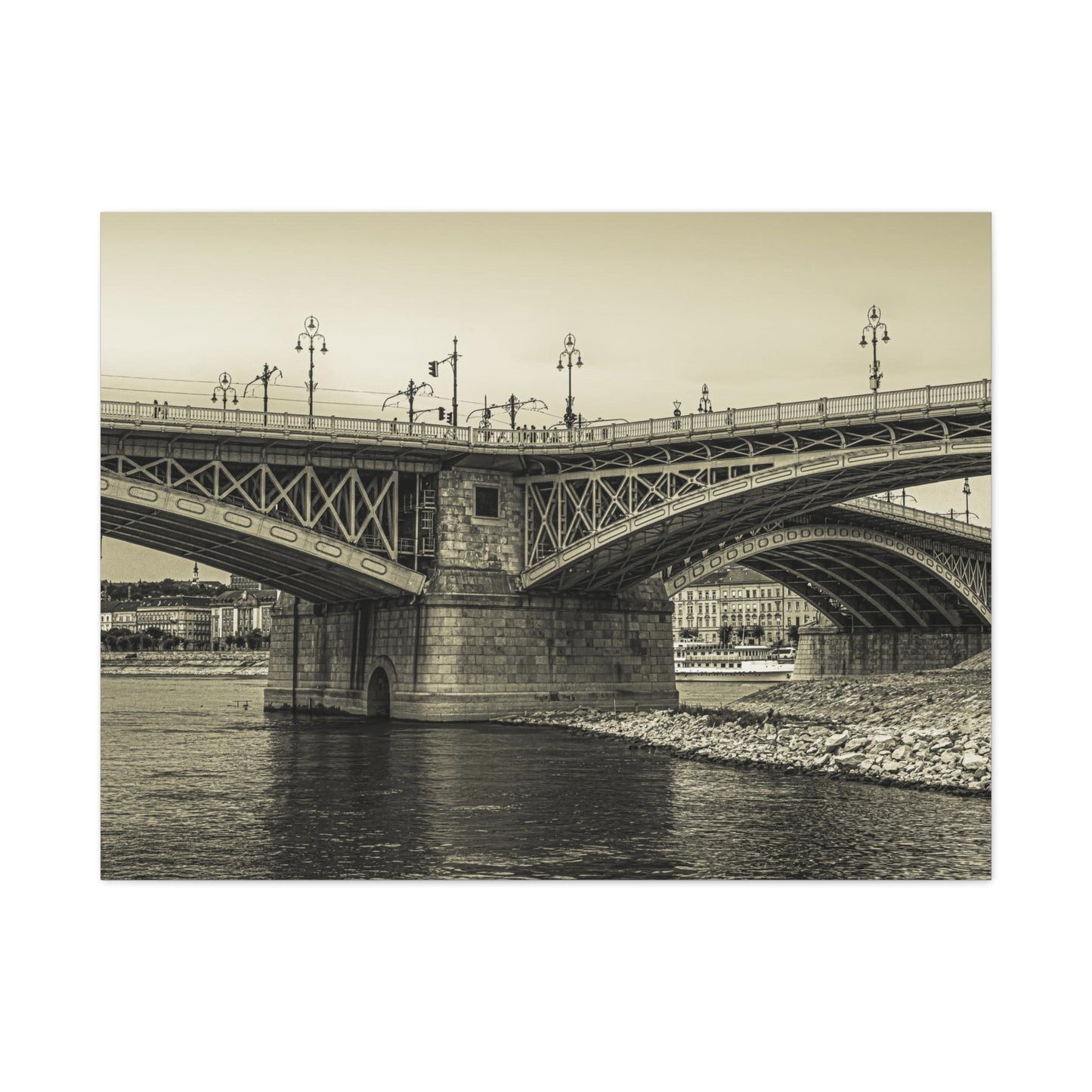 Budapest Bridge Matte Canvas, Stretched, 1.25"