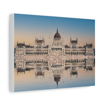 Budapest Parliament Water Reflection Matte Canvas, Stretched, 1.25"