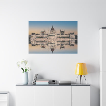 Budapest Parliament Water Reflection Matte Canvas, Stretched, 1.25"