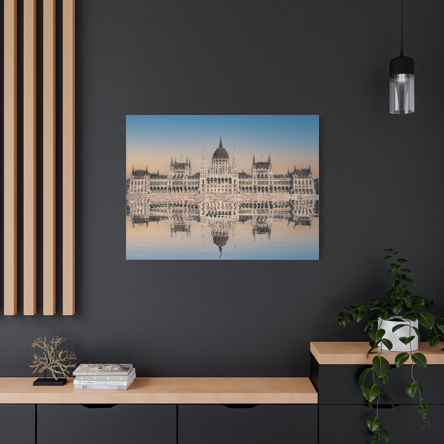 Budapest Parliament Water Reflection Matte Canvas, Stretched, 1.25"